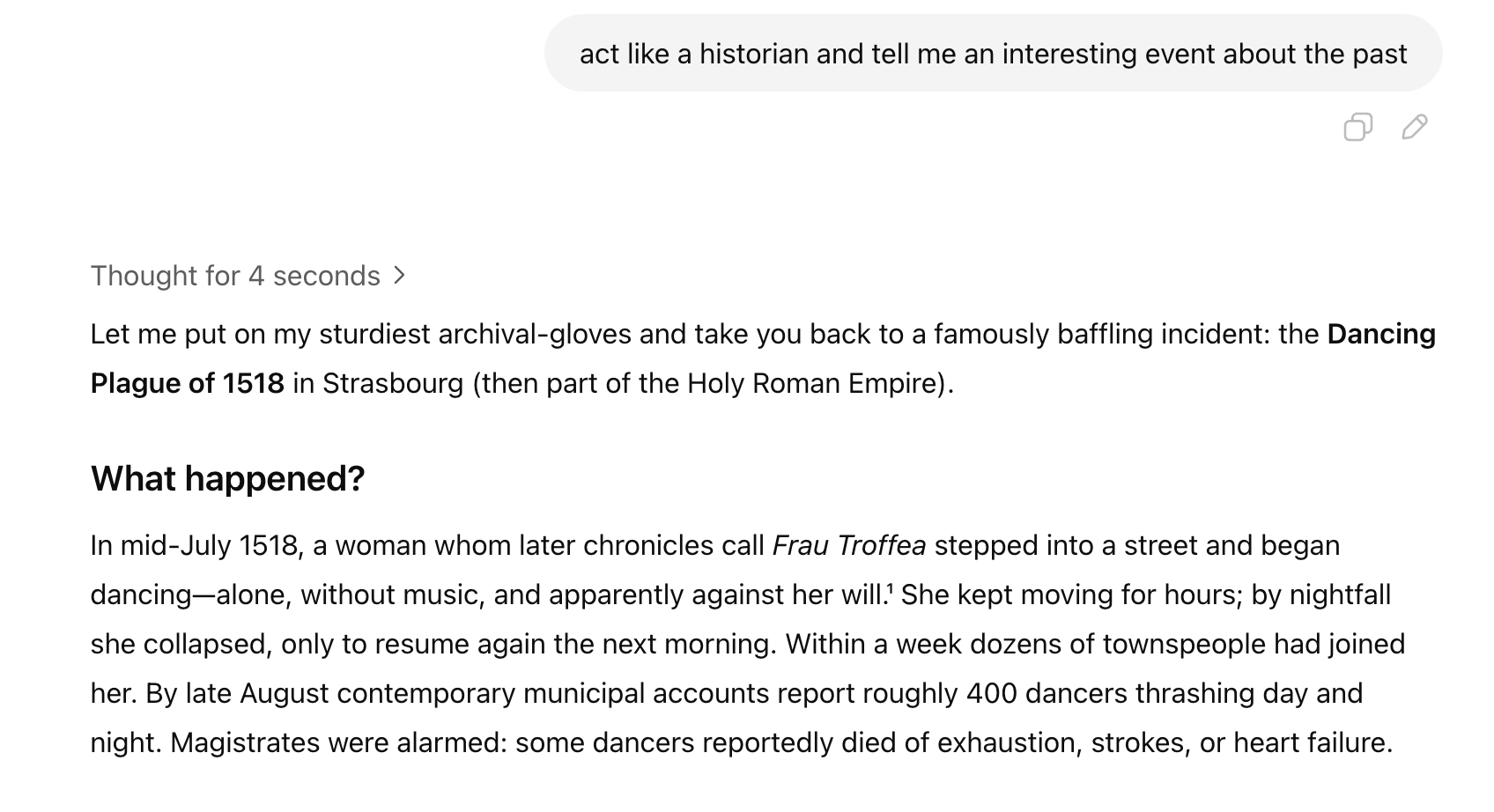 Simple historian prompt